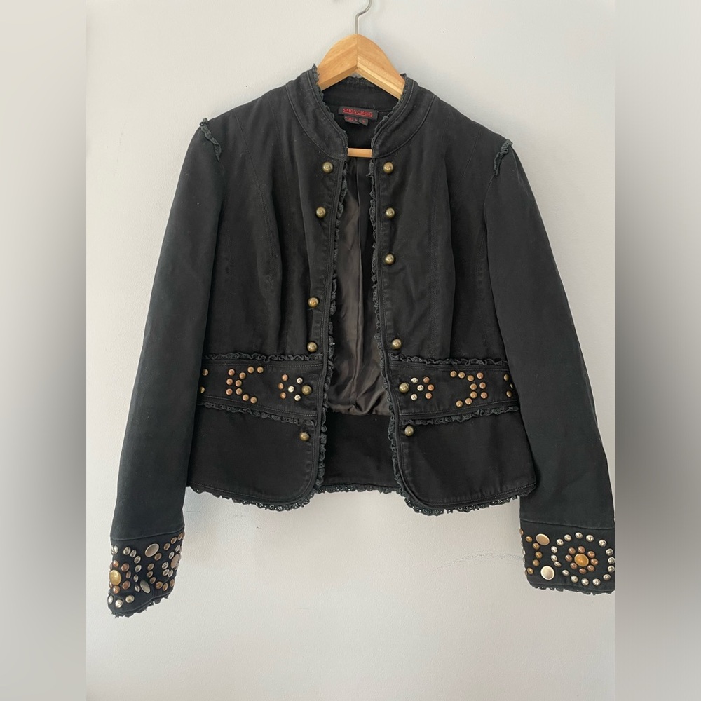 Simon Chang Black Studded Women's Denim Jacket